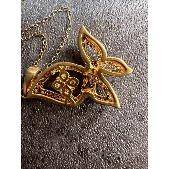 Butterfly CZ pendant in YG over sterling silver with 18 inch chain - Picture 9 of 13